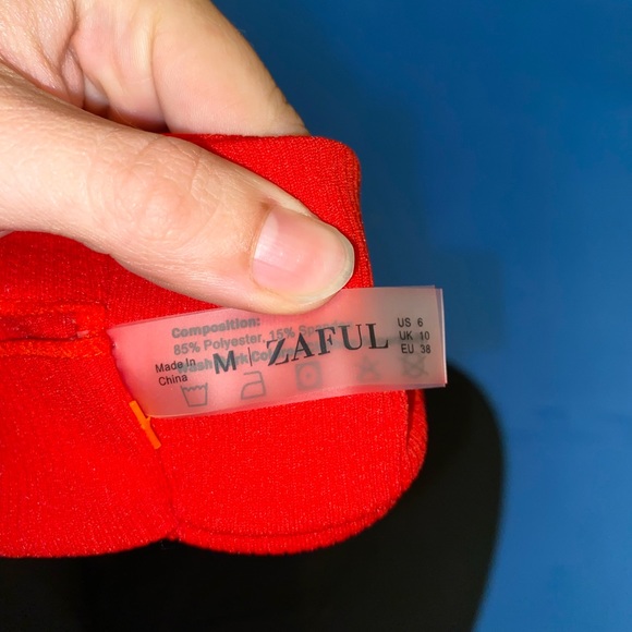 Zaful Medium Shoulder Tie Ribbed Stretch bright red bikini top - Picture 4 of 8